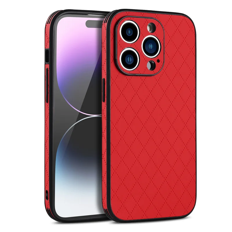 

Защитный чехол из искусственной кожи для iphone 14 Por Max 13 12 11 Plus X XS XR, однотонная текстура, противоударный мягкий чехол