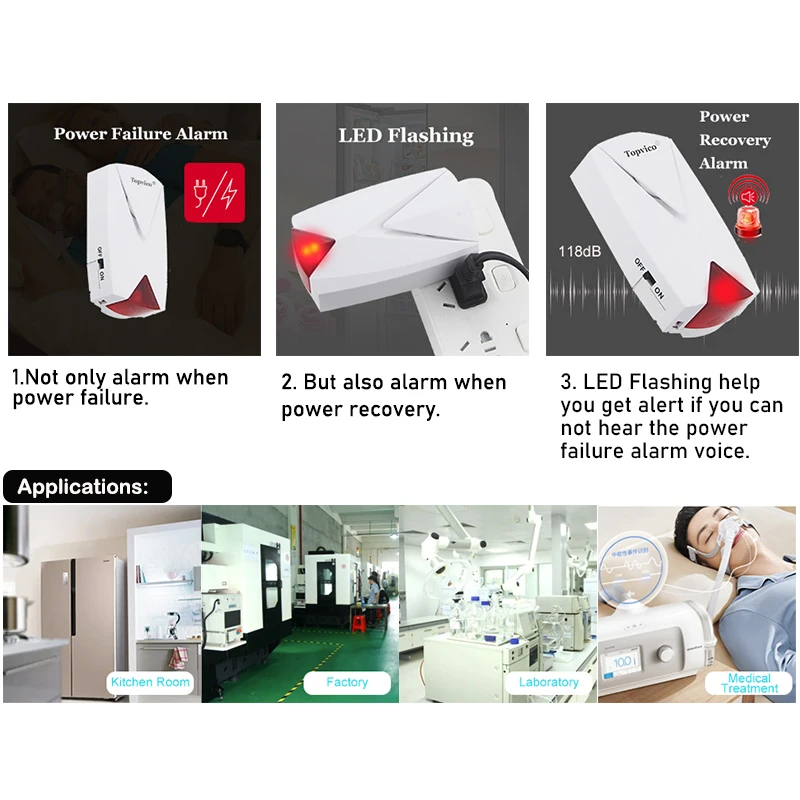 Сигнализация отключения питания Topvico 2 шт. с датчиком включения 100-220 В - купить по