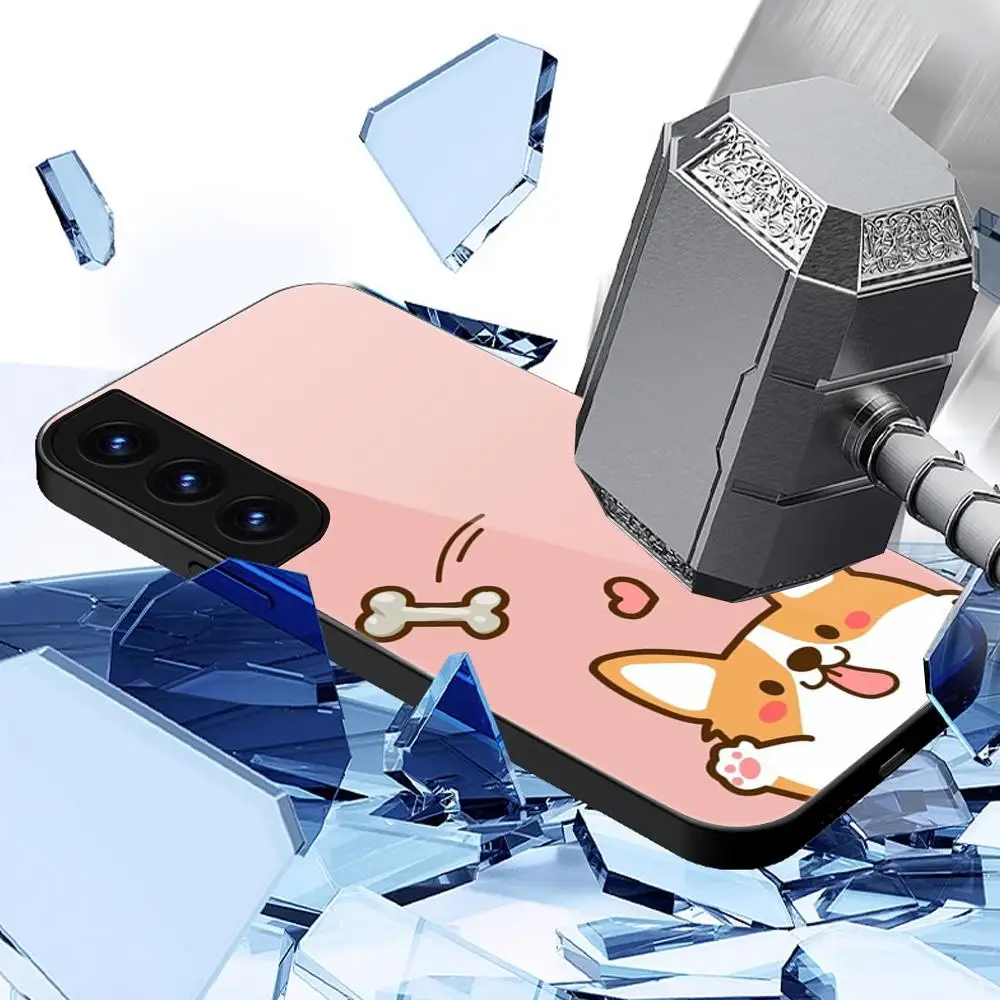 Милый чехол для телефона с мультяшным корги для Samsung Galaxy S26 Ultra S25 FE S24 S23 S22 Plus S25 Edge S21 Note20, из закаленного стекла (art.: 3920db89ae3fc) - 3920db89ae3fc