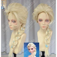 jewelry wig movies snow queen elsa blonde hair weaving braid cosplay wigs