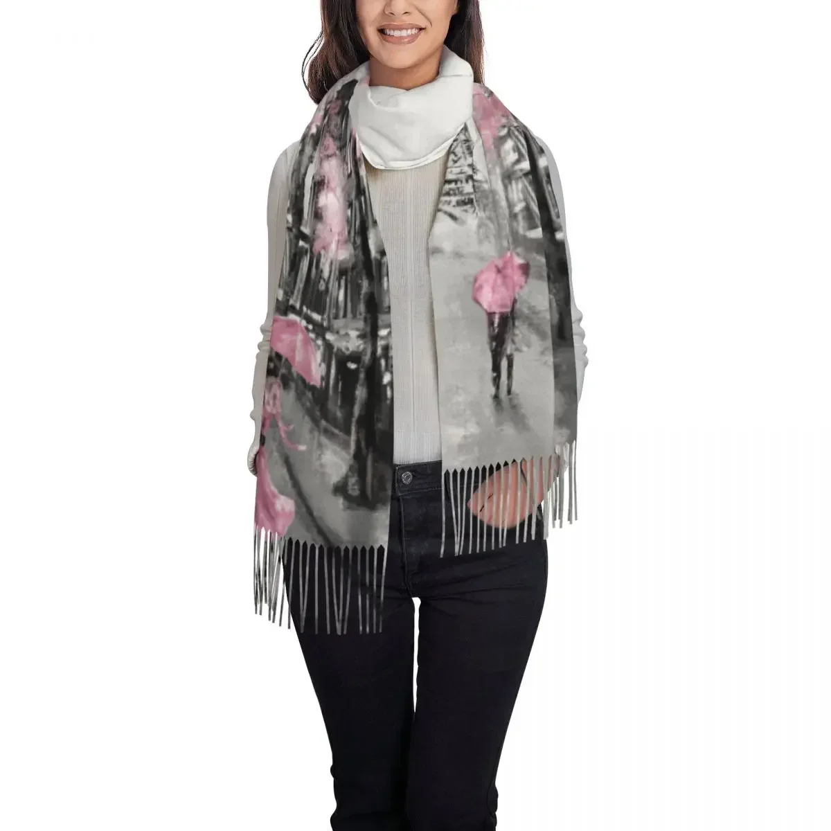 Женский шарф для пар зимние шали с картиной маслом на Французской Эйфелевой