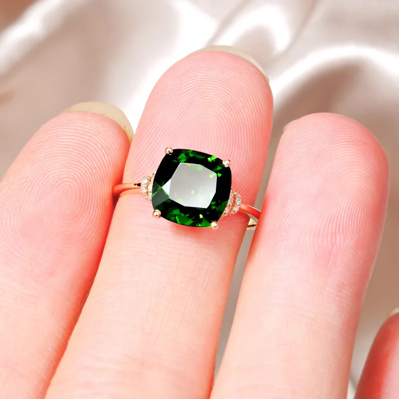 

Europe And The United States Plated 18k Rose Gold Emerald Gemstone Ring Ladies Inlaid Colorful Jewelry Ring Wholesale