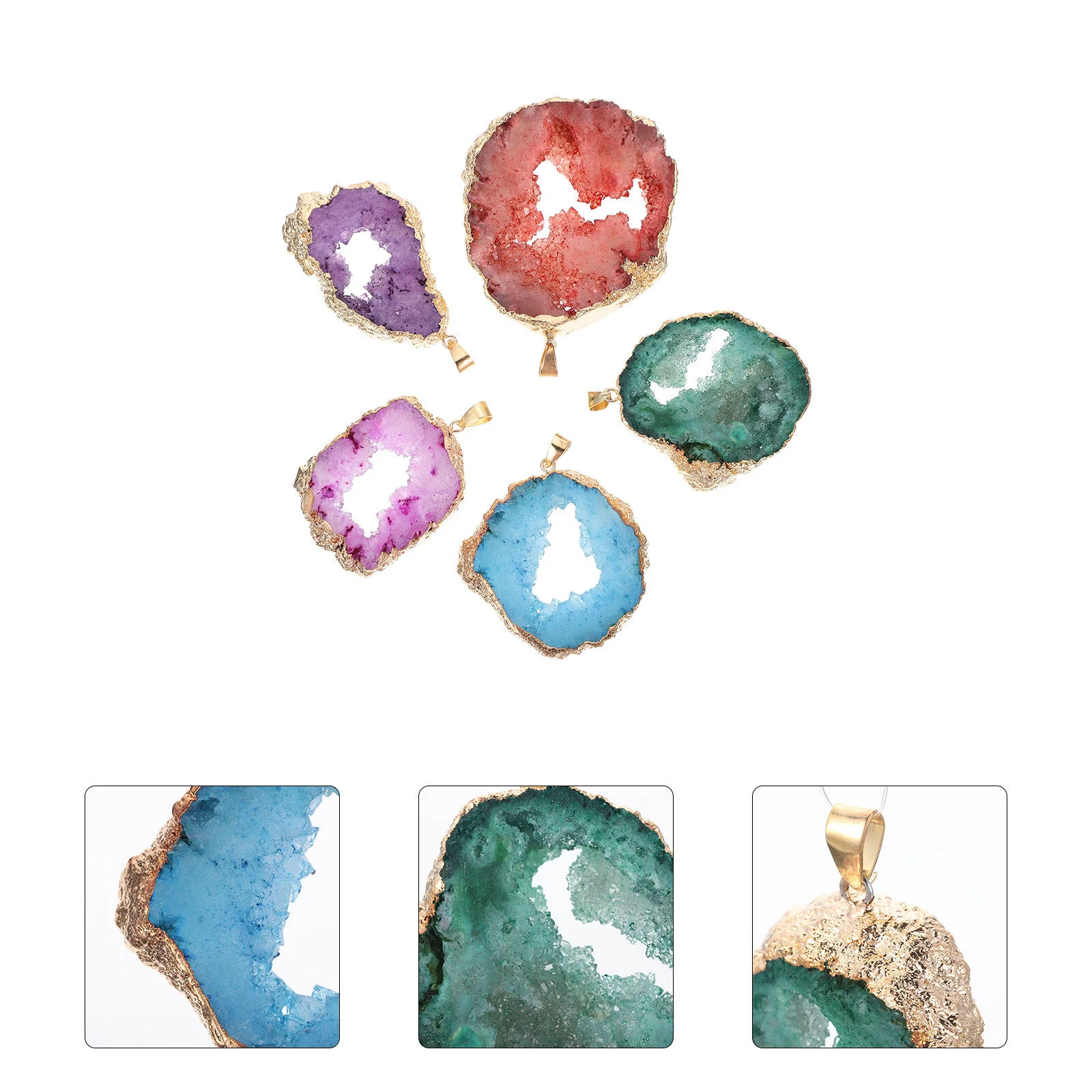 5 Pcs Agate Geode Pendant Creative Pendants Jewelry Making Charm Necklace Natural Stone Decoration Shape Charms