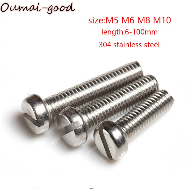 

2-20pcs M5 M6 M8 M10 GB65 Minus Screws 304 Stainless Steel Slotted Cheese Head Screw Lengthen Bolts High Quality Slotted Screw