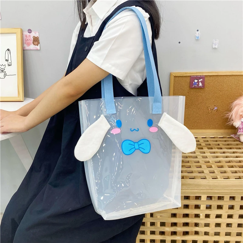 

Cartoon Sanrio Shoulder Bag Cinnamoroll Accessories Cute Kawaii Anime Casual Student Transparent Jelly Bag Toys for Girls Gift