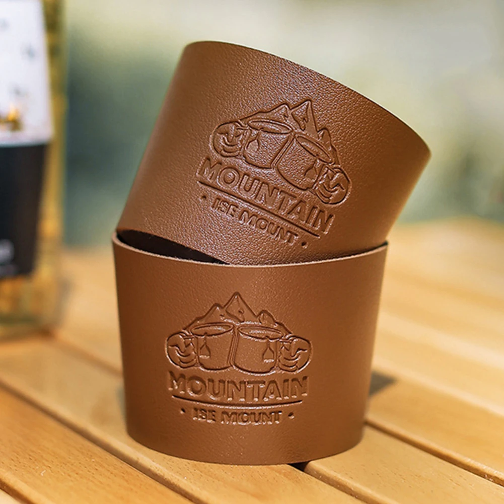 

PU Leather Glass Bottle Leather Case Non-slip Coffee Mug Cover Thickened Heat Insulation Vintage Accessories for Hiking Camping