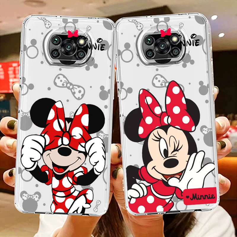 

Transparent Phone Case For Xiaomi Poco X4 X3 X2 NFC F4 F3 F2 GT M5s M4 M3 M2 Pro C50 C40 C3 Disney Minnie Mouse Cover Shell Capa