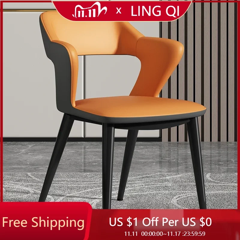 

Minimalist Leather Dining Chair Luxury Upholstered Modern Balcony Lounge Chair Bedroom Apartment Silla Comedor Home Furniture