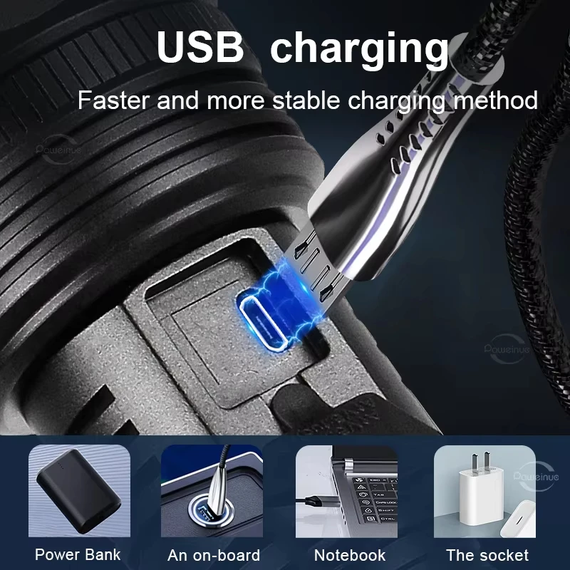 Светодиодный фонарик высокой мощности водонепроницаемый перезаряжаемый с зумом