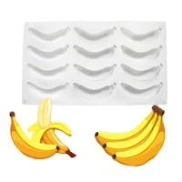 cake mold pan 12 cavity silicone bakeware mold tray banana design baking tool for diy cake jelly mousse