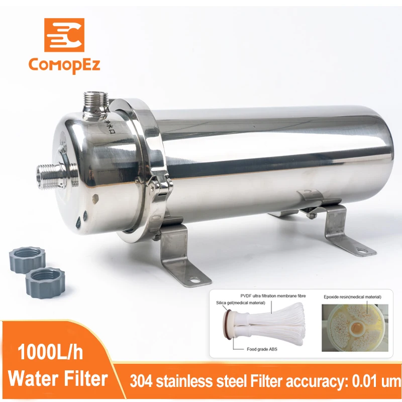 304 Stainless Steel Ultrafiltration Water Purifier PVDF Water Filter 1000L/h Household Kitchen Straight Ultrafilter enlarge