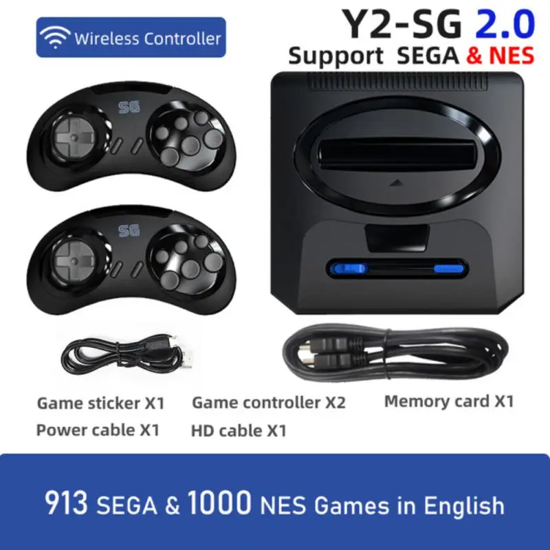 

Ретро-консоль для видеоигр с беспроводным соединением для Sega Mega Drive, 16 бит, Игровая приставка со встроенным 1913 + для ТВ-игр Nes