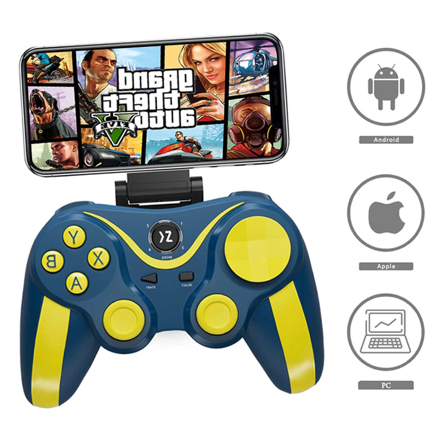 Wireless Controller Bluetooth Gamepad PC Double Vibration BT3.0 Game Joystick For Android Phone Tablet TV Box Apple Phone Holder