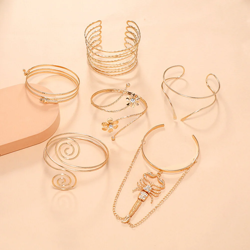 

6Pcs Arm Cuff Upper Arm Band Cuff Bracelet Coil Bangle Women Fashion Accessories