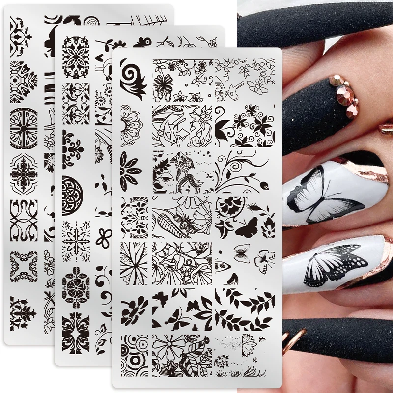

1 pc Stamping Plates Spring Summer Stamping Flower Butterfly Stamp Nail Polish Templates Plates Image Nail Art Stencil Tools