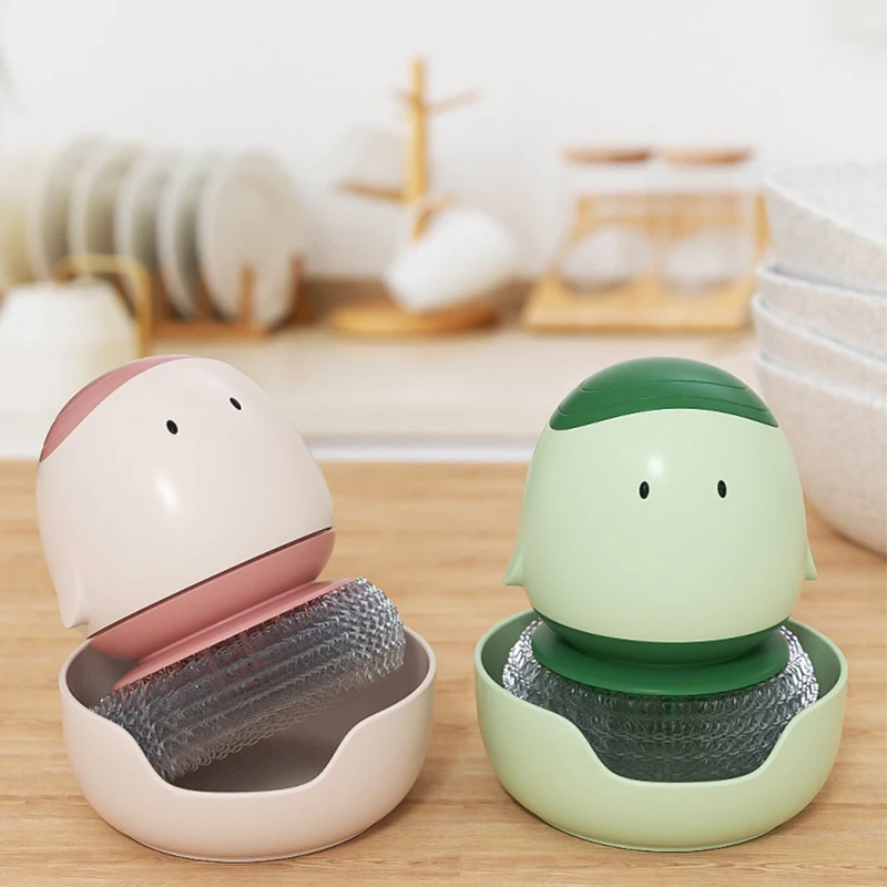 

Cute Chicken Automatic Liquid Discharge Multifunctional Pot Brush Kitchen Finishing Household Replaceable Brush Head