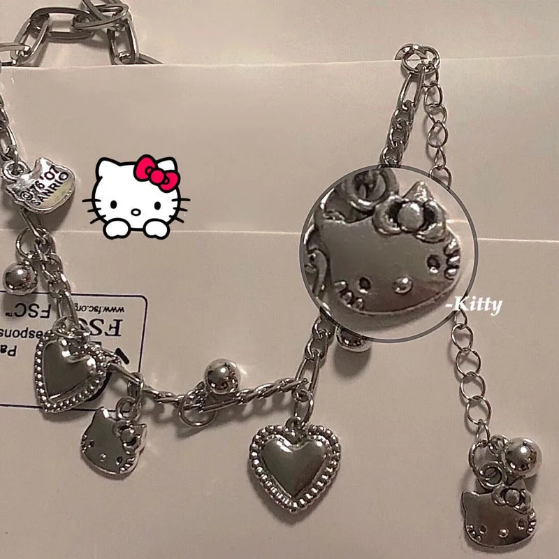 

Sanrio Kawaii Hello Kitty японский мультфильм Аниме Kt Cat браслет Y2Y любовь девушка острая девушка милое ювелирное изделие подарки для друзей украшения