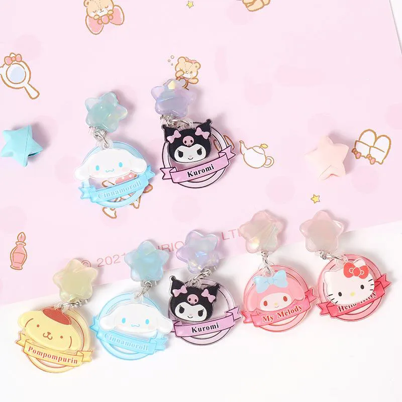 

Kawaii Sanrioes Anime Kuromi Cinnamoroll Melody Earrings Women Ear Clips Without Piercing Cartoon Ear Cuff Fashion Jewelry Gifts