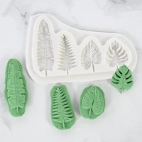 4 leaves silicone sugarcraft mold diy palm turtle leaf fondant chocolate baking mold cake decorating tool for party home kitchen