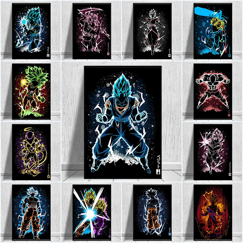 

Canvas Painting Japanese Anime Dragon Ball Watercolor Goku Posters and Prints Wall Art Picture Art Mural Home Decor