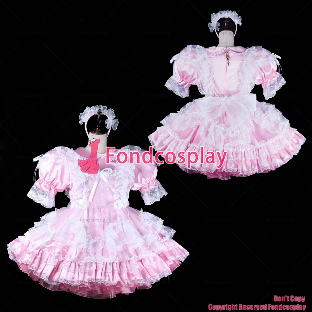 

Сексуальная одежда для взрослых с крестом fondcosplay, фотосессия, короткое розовое атласное платье для малышей, Запираемая униформа, костюм для ...