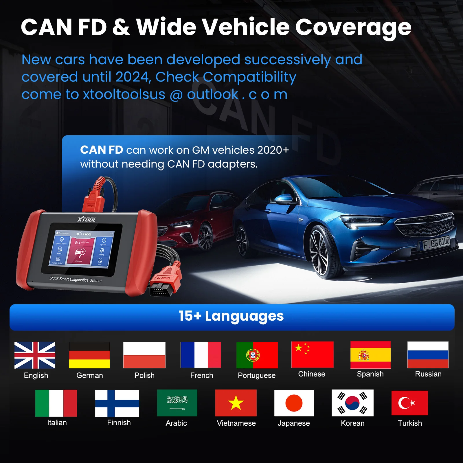 XTOOL InPlus IP608 2026 — полнофункциональный диагностический сканер OBD2 для автомобилей, с возможностью сброса более 30 ошибок по VIN-коду, встроенным CAN FD, а также бесплатными обновлениями и модернизациями для IP5 (art.: 3920d8a6d66f2) - 3920d8a6d66f2