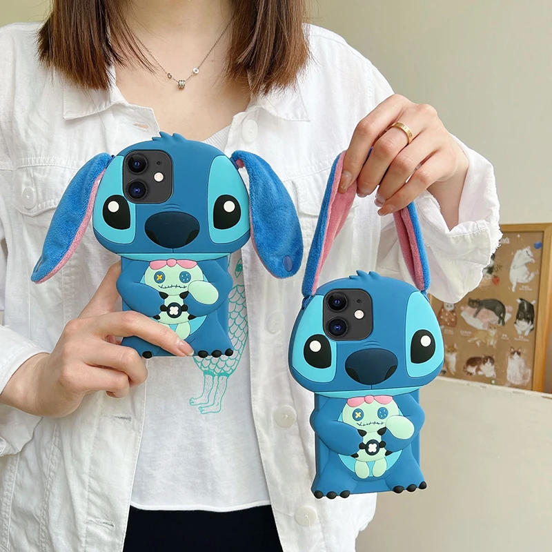 Чехол Stitch Plush Ear 3D для OPPO Reno 5 8T 12 8 7 6 10 11 11F 5G Find X3 X5 Lite Pro портативный регулируемый