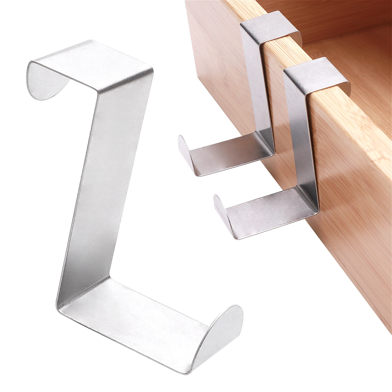 

6pcs For Hanging Coats Wardrobe Cupboard Over The Door Hook Z Shaped Bedroom No Drilling Reversible Bathroom Stainless Steel