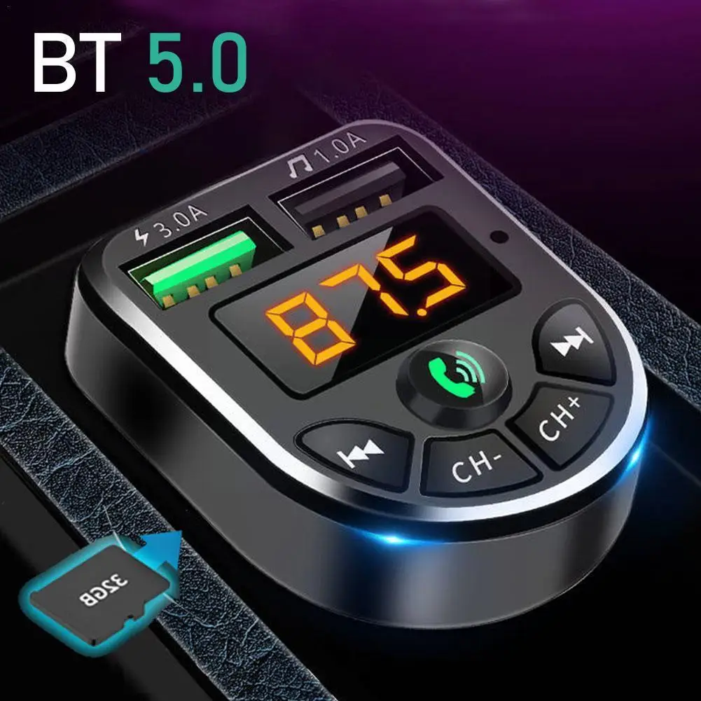 

Fm-трансмиттер автомобильный совместимый с Bluetooth 5,0, Mp3, беспроводной, Usb