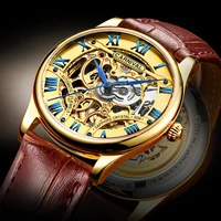carnival 2022 fashion new gold luxury mens brand watch leather waterproof mechanical automatic watches relogio masculino 6420