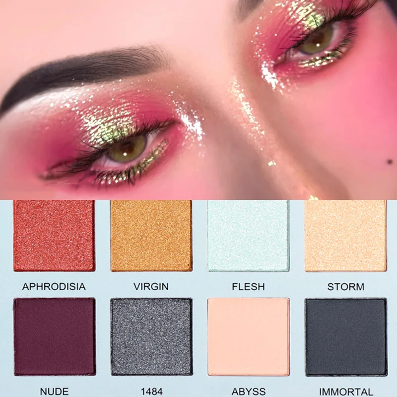 

8 Color Eyeshadow Palette Matte Shimmer Shiny Pigment Eyeshadow Waterproof Long-lasting Diamond Pigment Eye Pallete Make Up