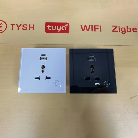 Tuya TYSH 16A Power Smart Plug Умная розетка Wifi Закаленное стекло Универсальная настенная розетка Alexa Voice Control Умная USB-розетка