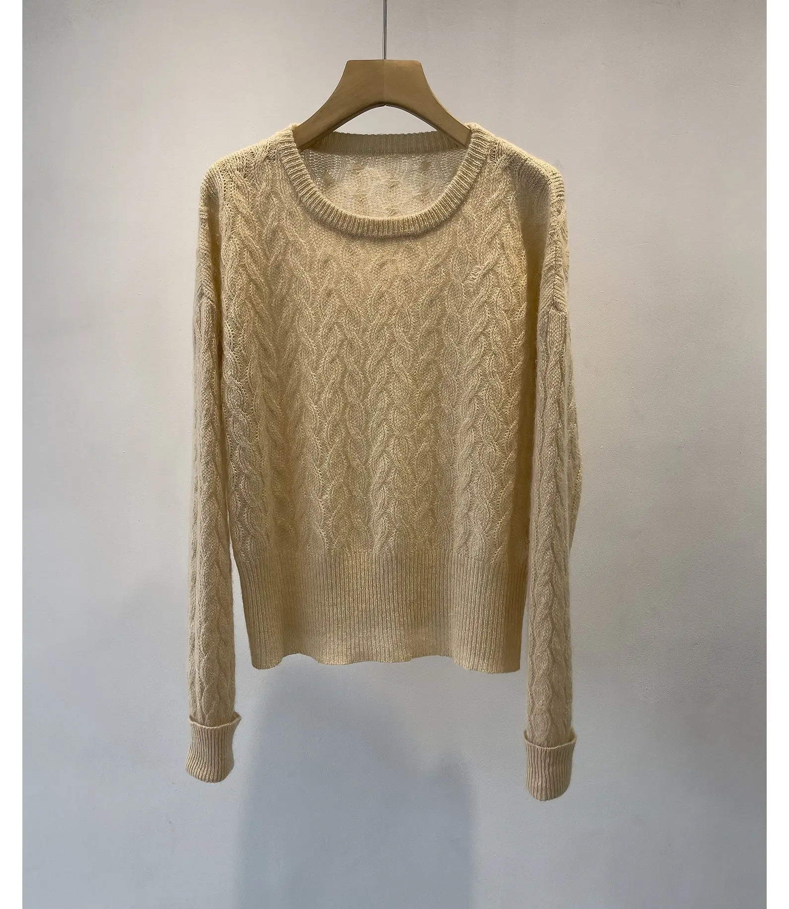 2024 M + новый вязаный свитер из пряжи со звездами и высокой талией свободный