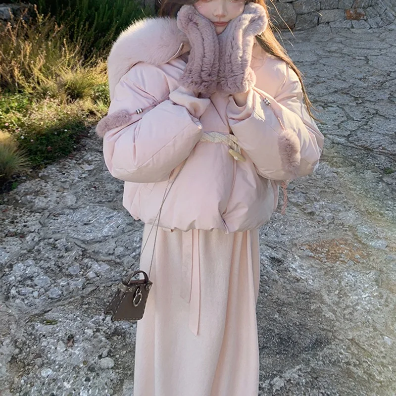 New Hooded Down Jacket Women's Winter Solid Colour Cotton Jacket Students Casual Top Thickening Warm Bread Clothes Jacket