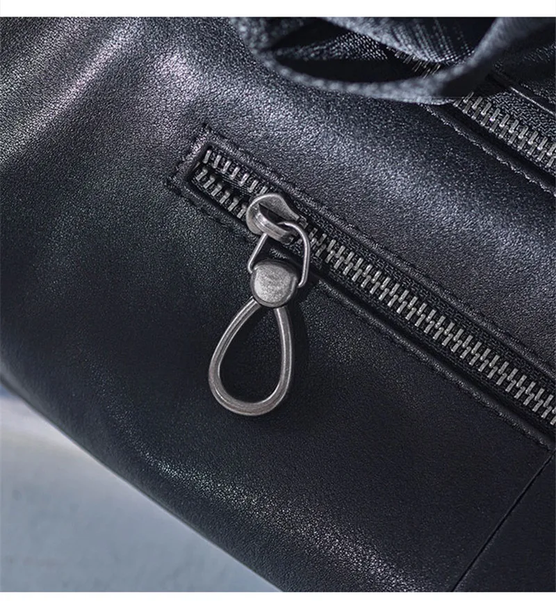 Simple and casual high quality natural genuine leather men black Bucket bag daily outdoor soft cowhide youth shoulder bag