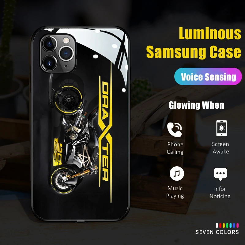 

Motorcycle Enthusiasts Ornament LED Light Glowing Luminous Phone Case for Cyclist iPhone 11 12 13 14 X Xs Xr Mini Pro Max Plus