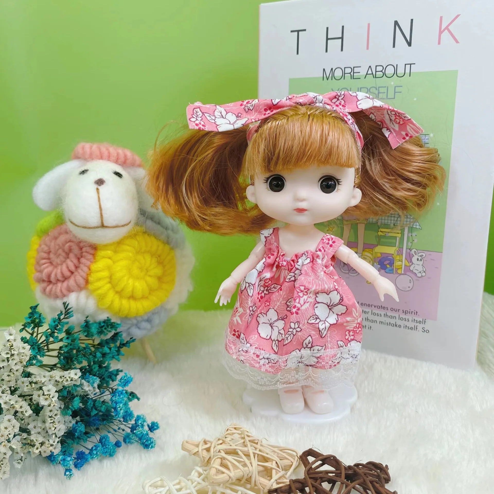 

New 13 Joints Movable Cute Princess Doll 17cm Big Head 8 Points BJD Doll Suit Girl Dress Up Toy Children's Decoration Gift 2022