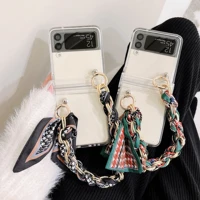 cute plush hand rope phone case samsung galaxy z flip 3 5g silk scarf bracelet case for z flip 3 hard shell plush bracelet ring