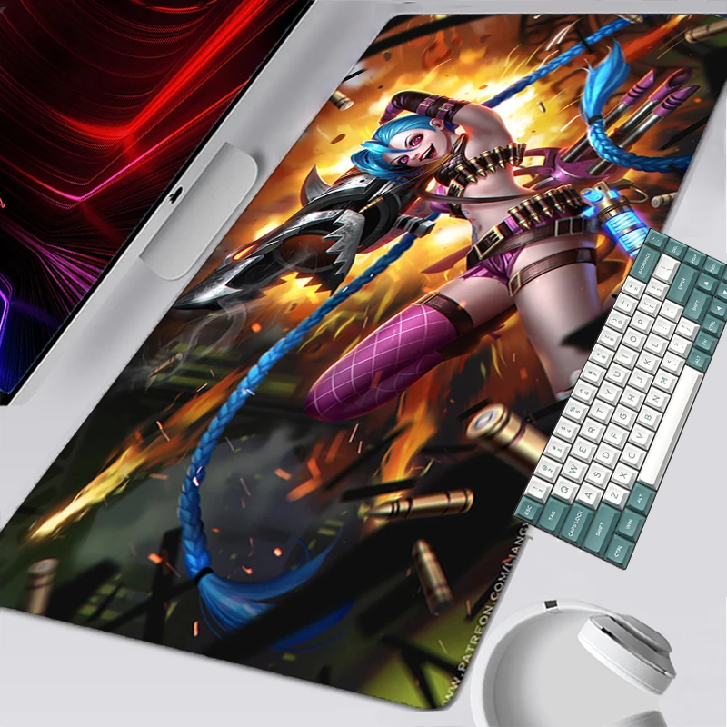 

Большой коврик для мыши Xxl 900x400 Jinx LOL классный Противоскользящий коврик для мыши ноутбука игровые аксессуары для компьютера офиса коврик для...