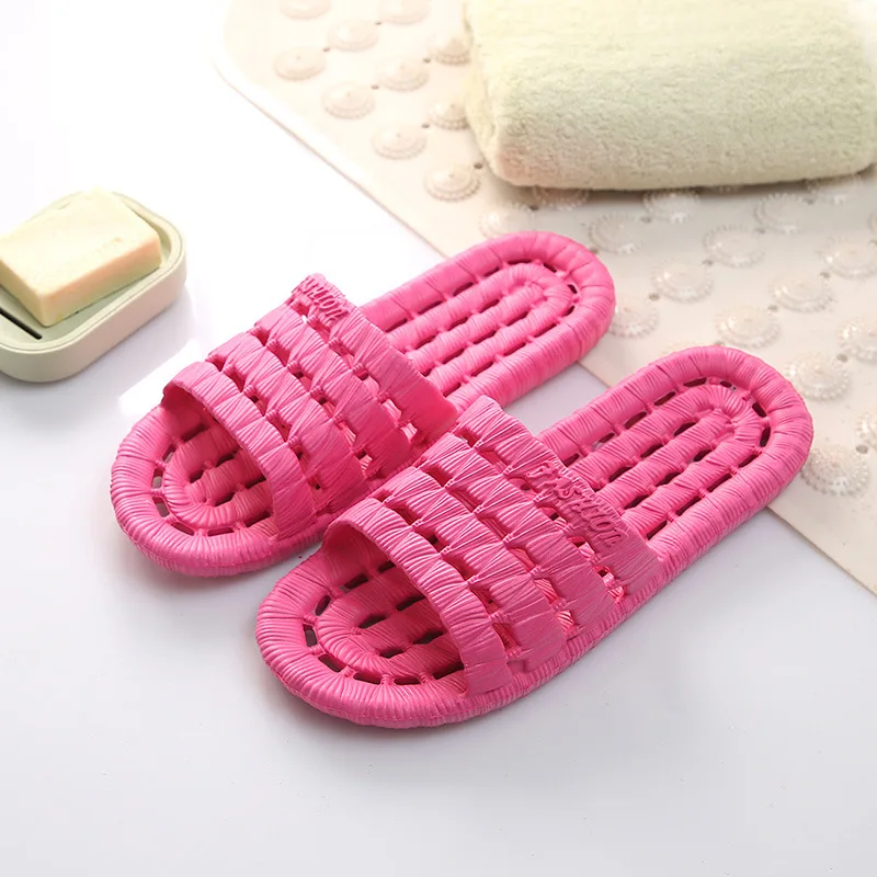 4Pairs/Pack Man Women Home Slippers EVA Bath Slippers Soft Sole Hollowed Out Non-slip Male Female Indoor Shoes Couples Slides