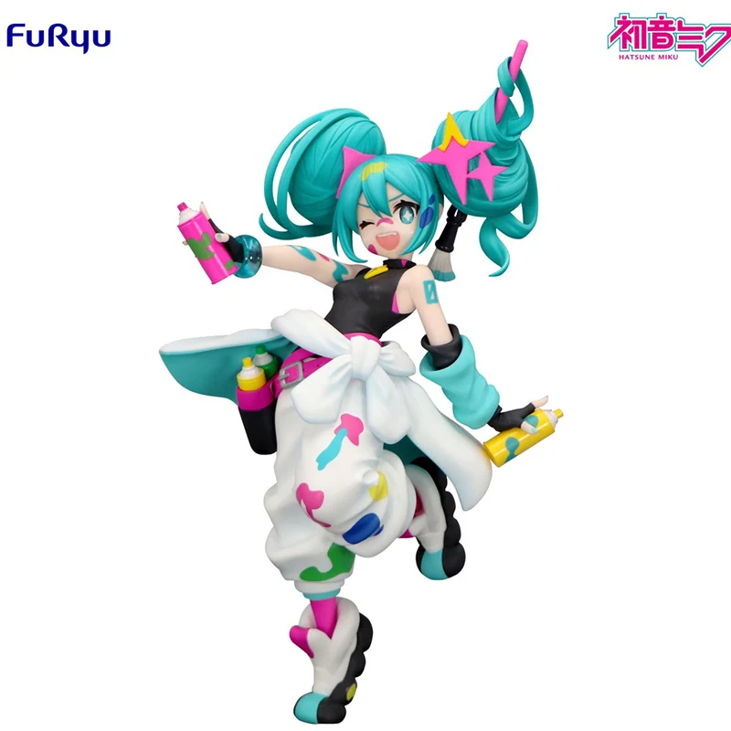 Фото В наличии FuRyu Trio-Try-iT Hatsune Miku ~Painting Girl Ver.~ ПВХ 19 см аниме фигурки модель коллекция игрушек №3