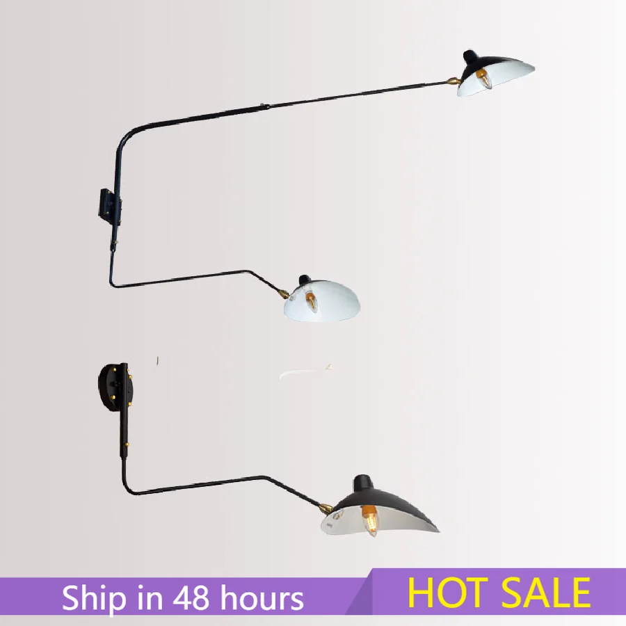 

Современная черная регулируемая светодиодная настенная лампа для ванной комнаты, спальни, винтажные промышленные вращающиеся Настенные с...