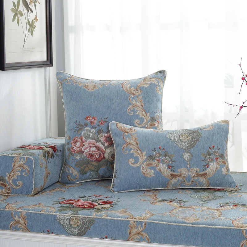 

1 шт. чехол для подушки из синели 45x4 5 см/50x50 см, роскошный синий квадратный чехол для телефона, чехол, жаккардовый декоративный цветочный диван
