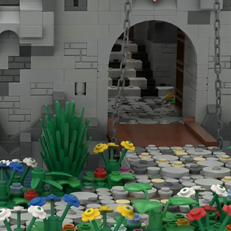 Moc строительные кирпичи модель военного замка высокий камень фортепица