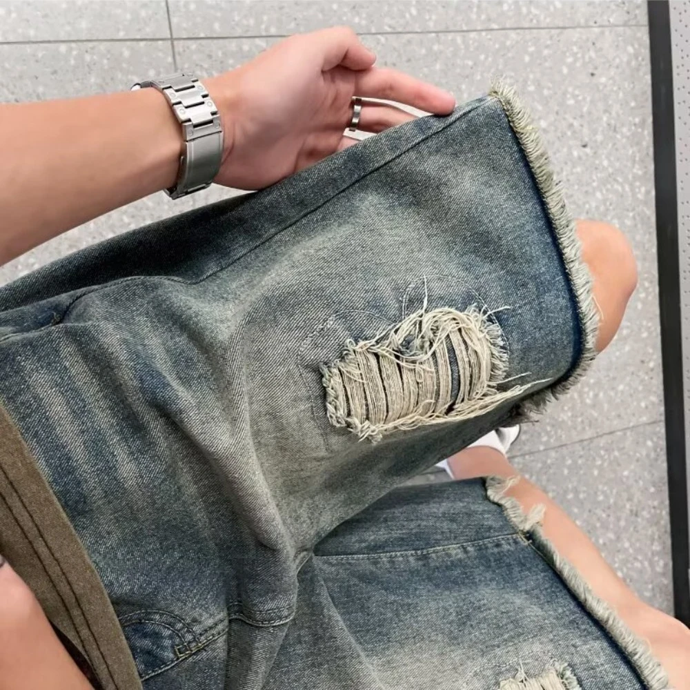 Джинсовые шорты Chaopai мужские в гонконгском стиле модные облегающие короткие