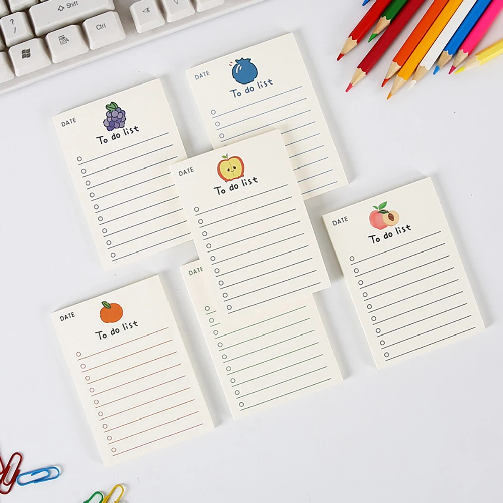 

Simple Memo Pad Note Book Tearable Not Sticky Kawaii Decoration Sticky Notes Fruit Hand Account Memo Message Paper To Do List