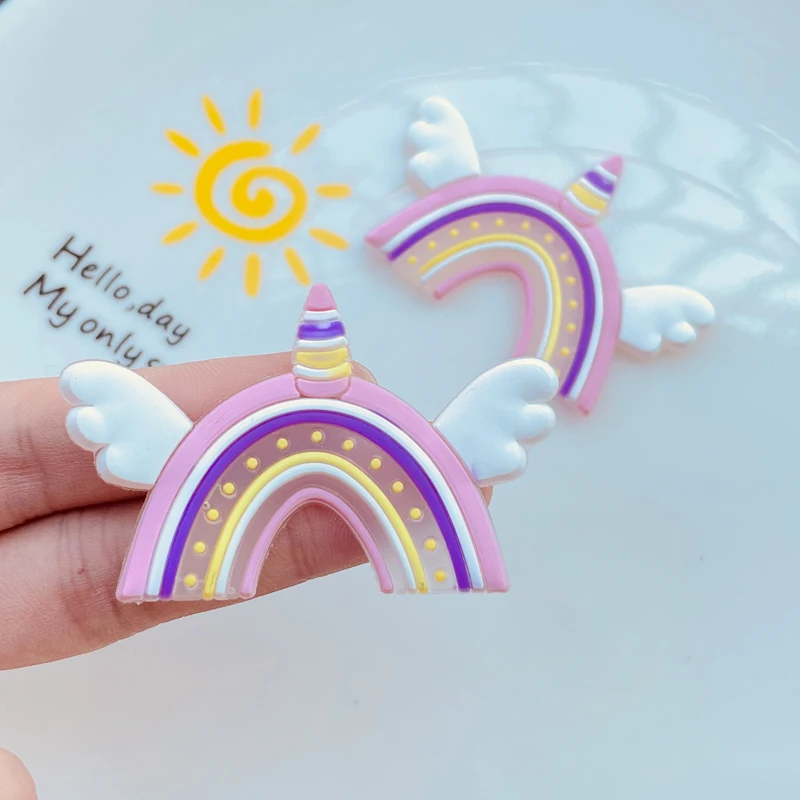 

10 Pcs New Cute Cartoon Unicorn, Rainbow Flat Back Scrapbook Kawaii DIY Home Furnishing Embellishments Hairpin Accessories N14