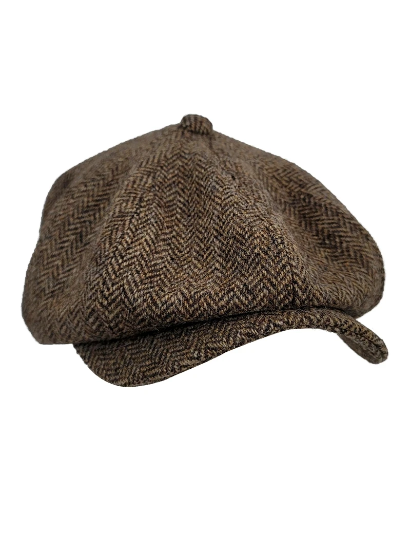 

Vintage Octagonal Cap Herringbone Wool Camel UK Fashion Unisex Beret Painter's Hat Four Seasons Gift