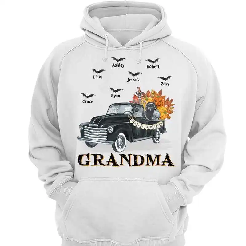 

Hoodies Halloween Truck Grandma Bats Personalized Shirt Autumn Winter Warm Long-sleeved Shirt Women and Men Pulovers