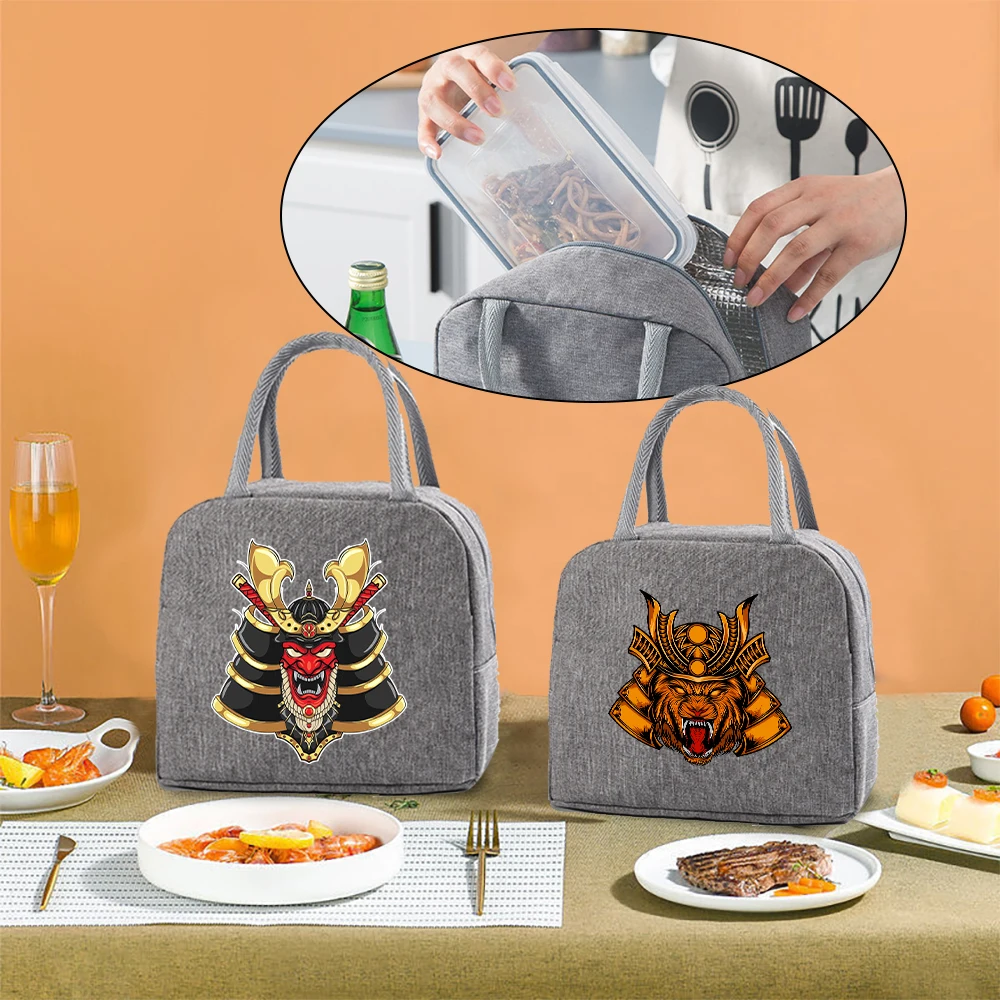 

Lunch Bag Kids Food Thermal Lunch Box Insulated Cooler Bags Portable Canvas Pouch Monster Print Organizer Women Picnic Handbag